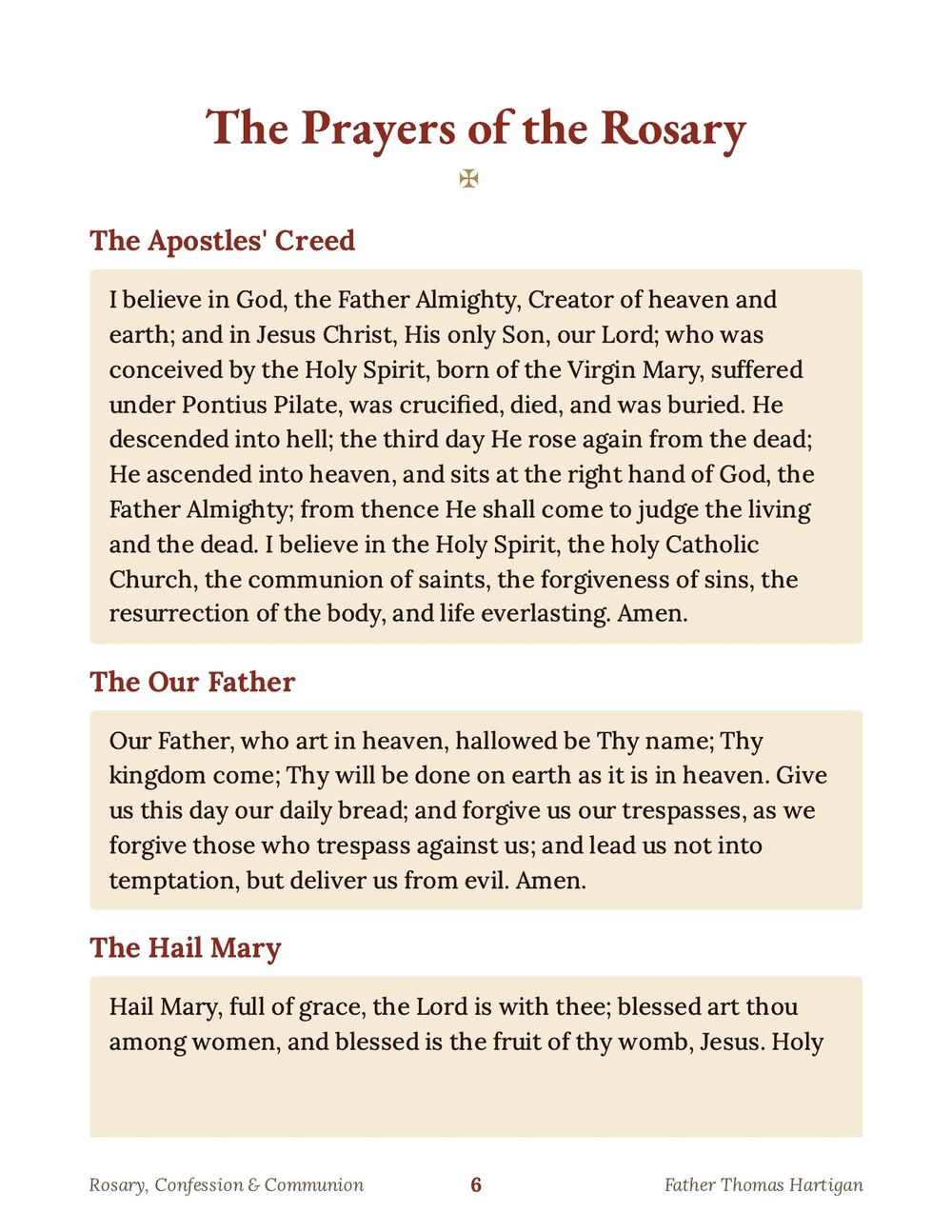 Rosary prayers page