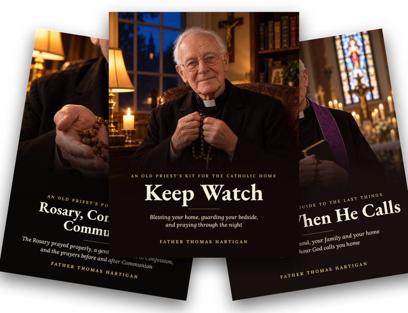 The three books: Keep Watch, Ready When He Calls, and the Rosary, Confession and Communion Companion